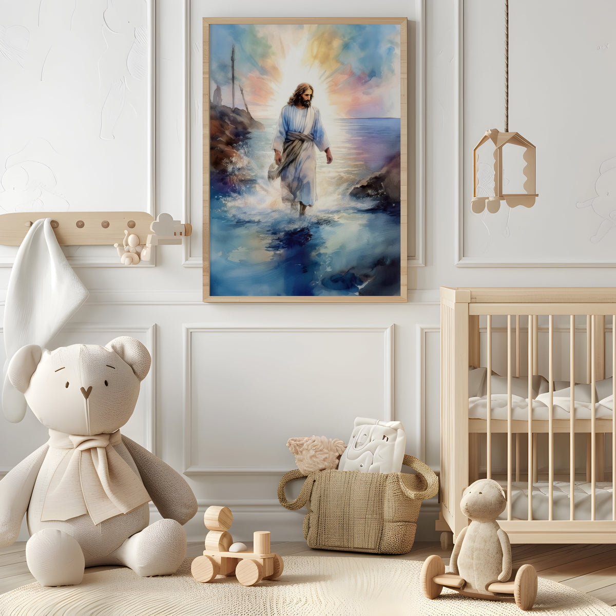 Walking on Water Christian Wall Art – Jesus' Miracle of Faith & Divine Authority