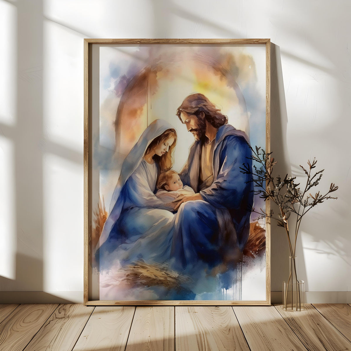 Holy Night Nativity Christian Wall Art – Jesus' Birth with Mary & Joseph